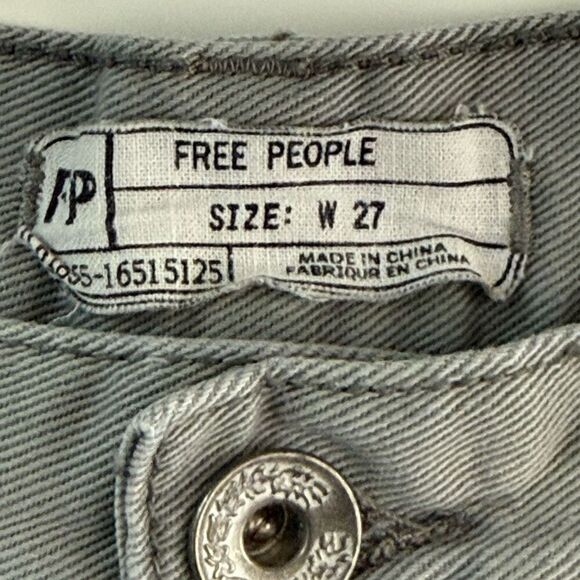 Free People Slate Blue Button Fly Cut Off Shorts - Women’s US 27 - Picture 9 of 10